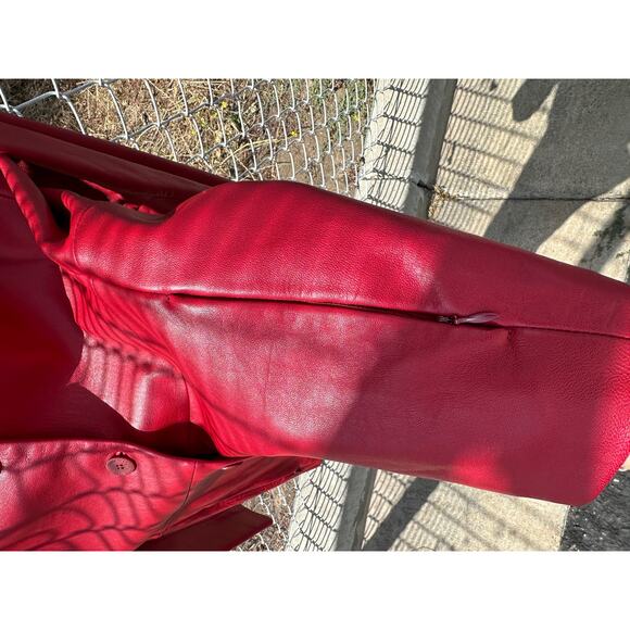 RED LEATHER JACKET blazer style - Picture 4 of 5
